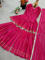 Prazu Fashion Pink Mal Chanderi Real Mirror With Hand Work Sharara Suit - Distacart