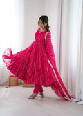 Prazu Fashion Pink Mal Chanderi Silk Real Mirror With Hand Work Anarkali Suit - Distacart