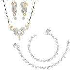 AanyaCentric Gold-plated Mangalsutra Pendant Earring Set & Silver Plated Anklet - Distacart