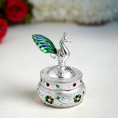 Sri Rudra German Silver peacok Dibbl Full Mena 45g(SR 02737)