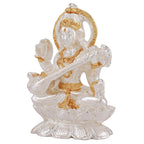 Estele Gold-Polished Goddess of Knowledge Sarasavti Ma Idol for Pooja & Car decor