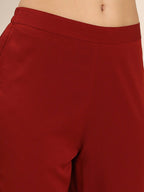 Janasya Maroon Kurta with Trousers & With Dupatta - Distacart