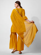 Hand Embroidered Kurta With Sharara And Dupatta Set, Multicolor - Hiral Fashion - Distacart