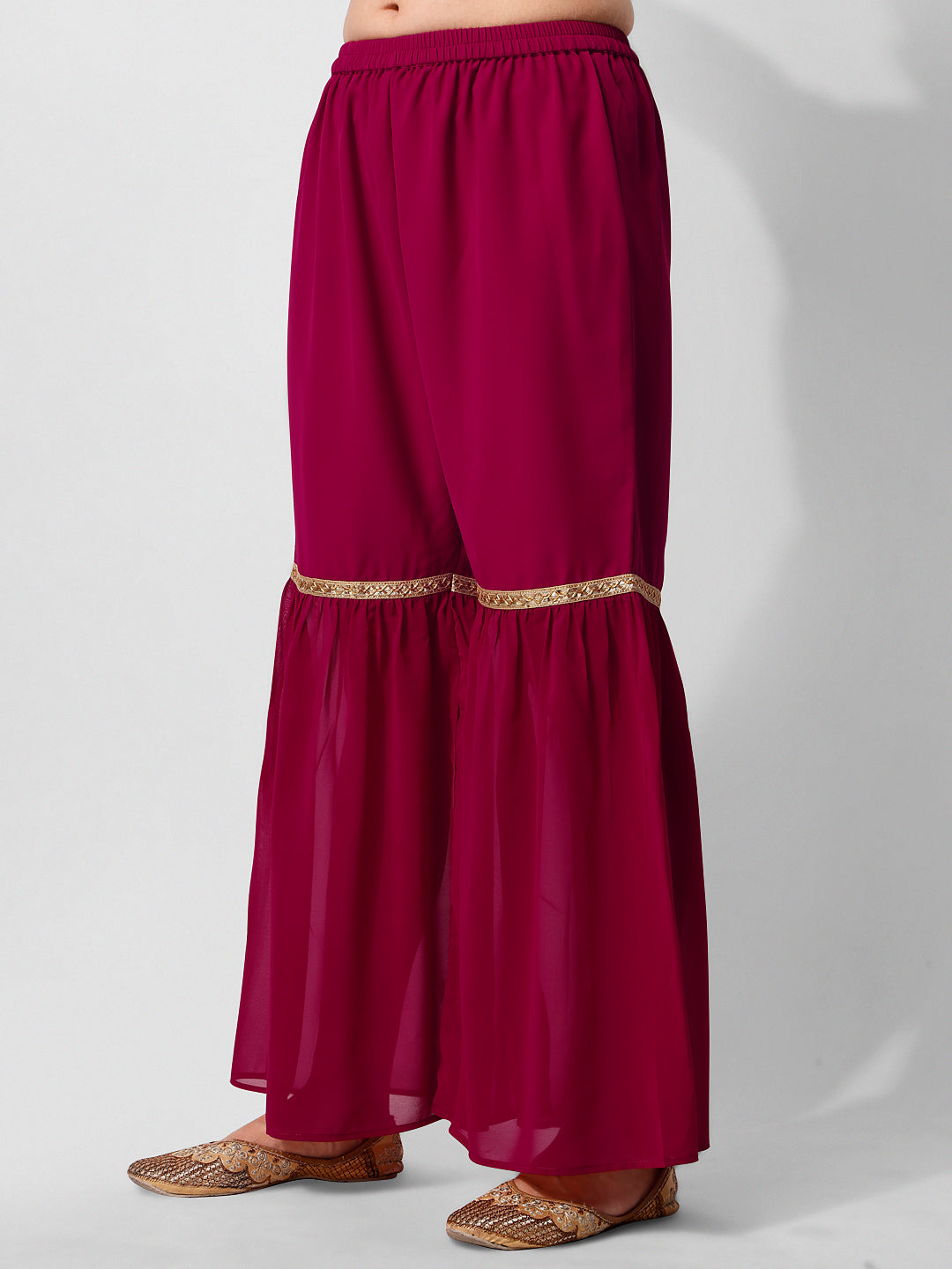 Hand Embroidered Kurta With Sharara And Dupatta Set, Multicolor - Hiral Fashion - Distacart