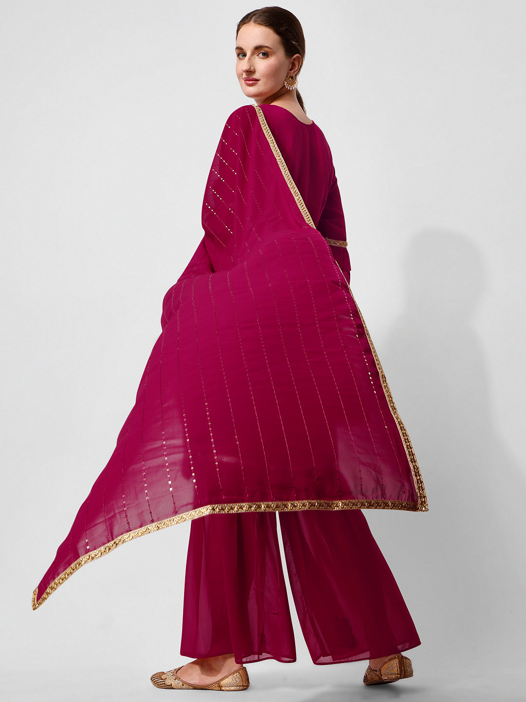 Hand Embroidered Kurta With Sharara And Dupatta Set, Multicolor - Hiral Fashion - Distacart