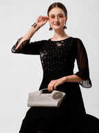 Georgette Black Kurta With Pant Set, Multicolor - Hiral Fashion - Distacart