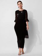 Georgette Black Kurta With Pant Set, Multicolor - Hiral Fashion - Distacart