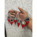Stylish And Trendy Red Pearls Latkan Bangles