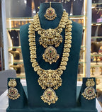 Jewel City Royal Temple Design Lakshmi Kaasu Mala Set with Chandbali Earrings & Tikka - Distacart