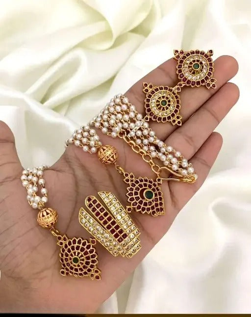 Jewel City Elegant Pendant and Pearl Earrings Set – Gold-Plated Bridal Jewelry - Distacart