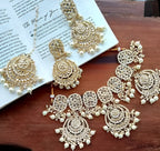 Jewel City Luxurious Pearl Gold-Plated Kundan Choker Necklace Set with Earrings & Maang Tikka-Traditional Indian Bridal Jewelry