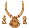 Jewel City Traditional Gold-Plated Temple Necklace Set with Lakshmi Pendant & Jhumka Earrings Handcrafted Ethnic Jewelry