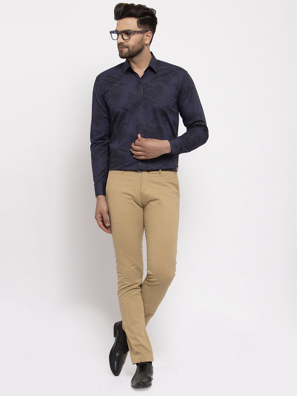 Jainish Navy Men's Cotton Printed Formal Shirt's ( SF 775Navy ) - Distacart