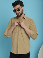 Indian Needle Men's Standard Corduroy Cotton Shirt - Beige
