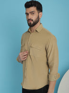 Indian Needle Men's Standard Corduroy Cotton Shirt - Beige