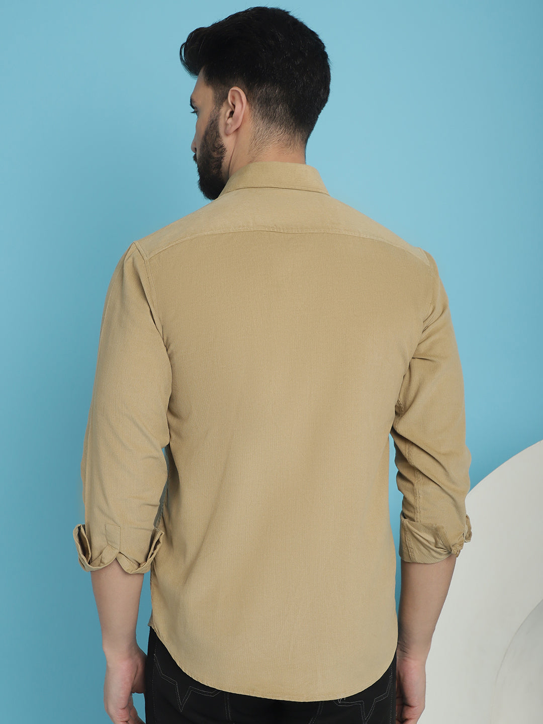 Indian Needle Men's Standard Corduroy Cotton Shirt - Beige