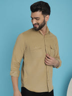 Indian Needle Men's Standard Corduroy Cotton Shirt - Beige