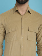 Indian Needle Men's Standard Corduroy Cotton Shirt - Beige