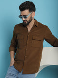 Indian Needle Men's Standard Corduroy Cotton Shirt - Brown