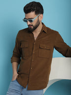 Indian Needle Men's Standard Corduroy Cotton Shirt - Brown