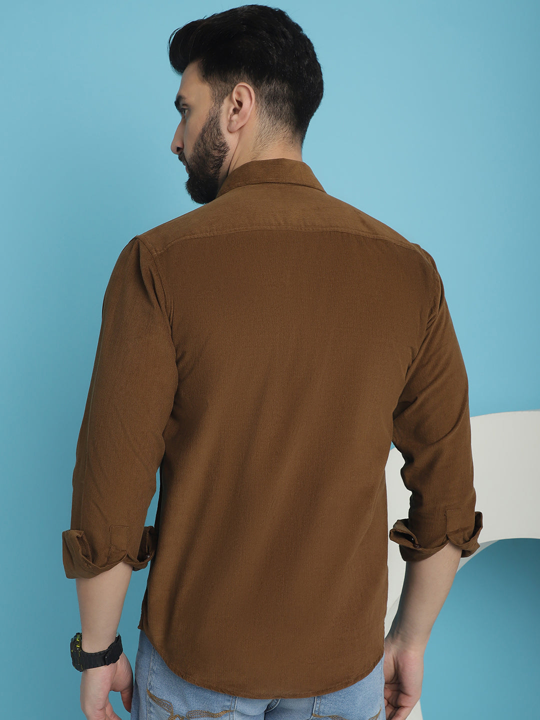 Indian Needle Men's Standard Corduroy Cotton Shirt - Brown
