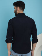 Indian Needle Men's Standard Corduroy Cotton Shirt - Navy Blue