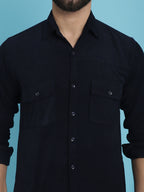 Indian Needle Men's Standard Corduroy Cotton Shirt - Navy Blue