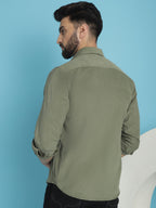 Indian Needle Men's Standard Corduroy Cotton Shirt - Pista