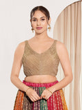 Joban Fashion Wood Tissue Padded Blouse With Sweetheart Neck Sleeveless - Distacart