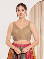 Joban Fashion Wood Tissue Padded Blouse With Sweetheart Neck Sleeveless - Distacart