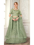 Myra Pista Net Heavy Embroidered Lehenga Choli
