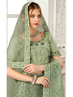 Myra Pista Net Heavy Embroidered Lehenga Choli