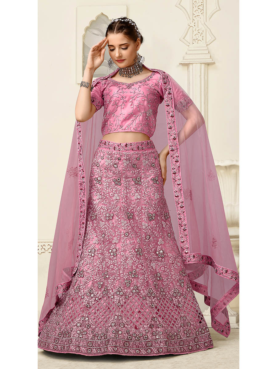 Myra Lilac Net Heavy Embroidered Lehenga Choli