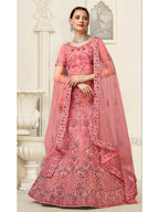 Myra Dusty Pink Net Heavy Embroidered Lehenga Choli