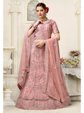 Myra Dusty Pink Net Heavy Embroidered Lehenga Choli