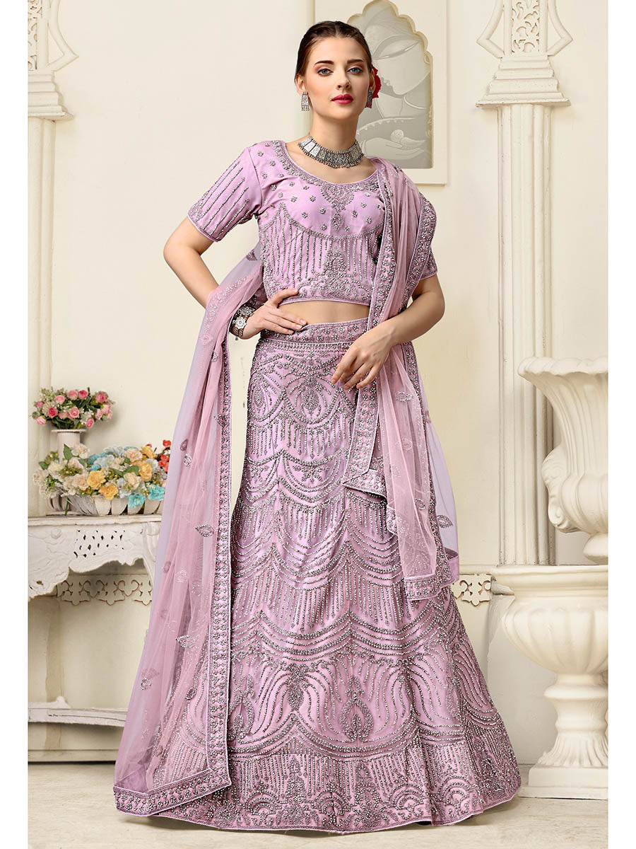 Myra Lilac Net Heavy Embroidered Lehenga Choli