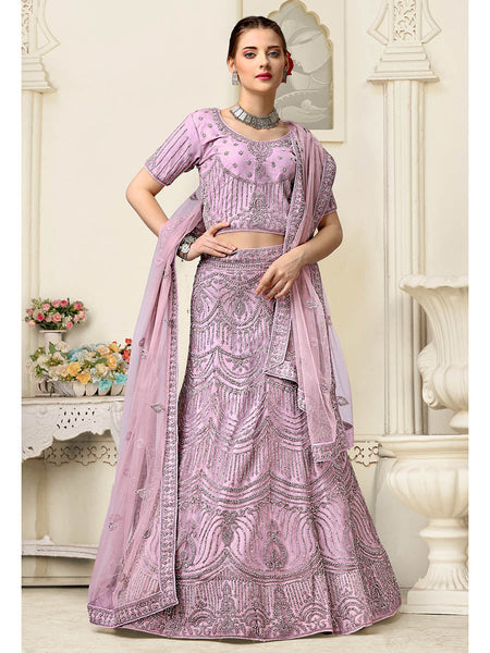 Myra Lilac Net Heavy Embroidered Lehenga Choli