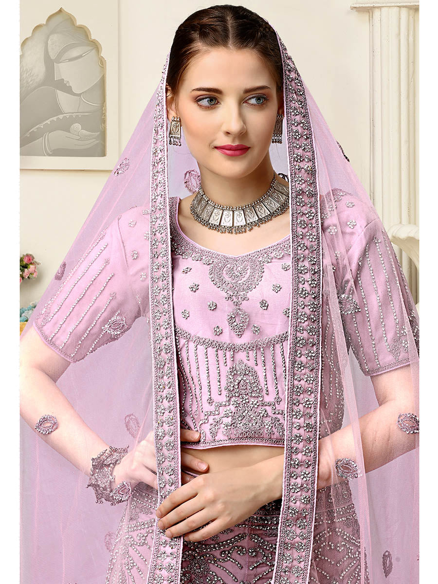 Myra Lilac Net Heavy Embroidered Lehenga Choli