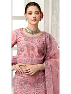 Myra Dusty Pink Net Heavy Embroidered Lehenga Choli