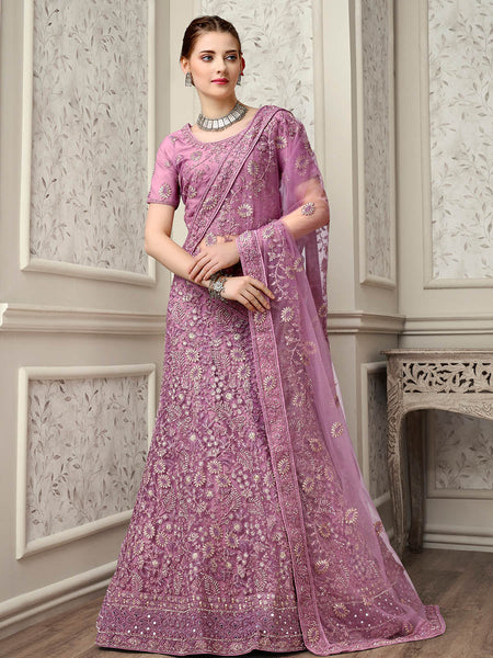 Myra Lilac Net Heavy Embroidered Lehenga Choli