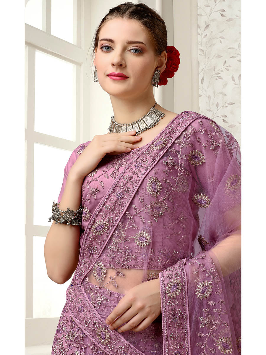 Myra Lilac Net Heavy Embroidered Lehenga Choli