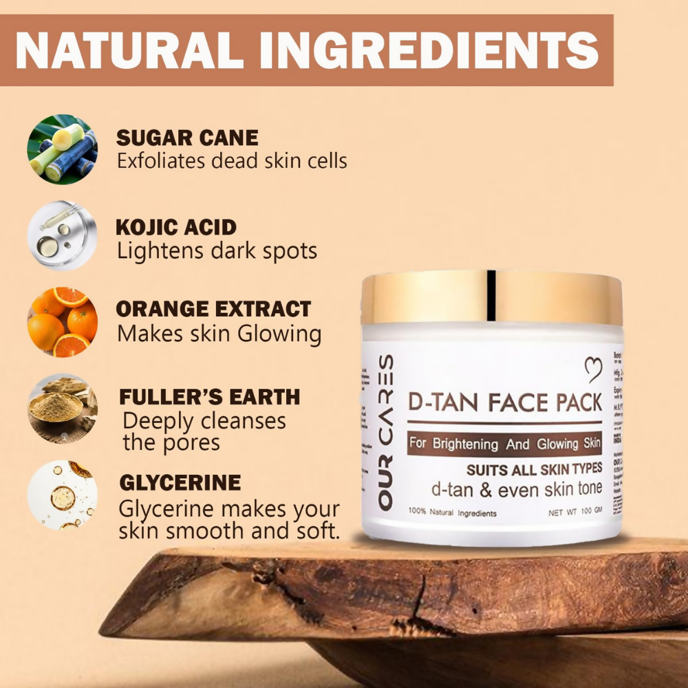 Our Cares D-TAN Face Pack for Instant Tan Removal & Sun Damage Protection