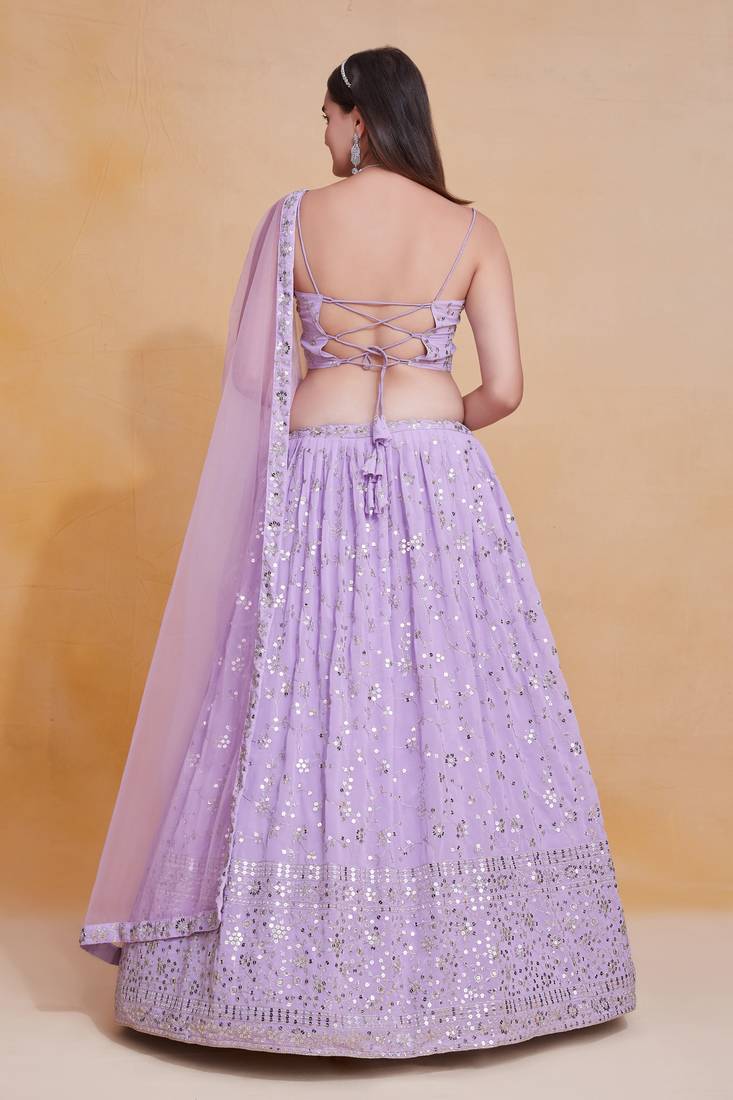 Lehenga Mart Designer Wedding Lehenga Choli For Women - Lilac