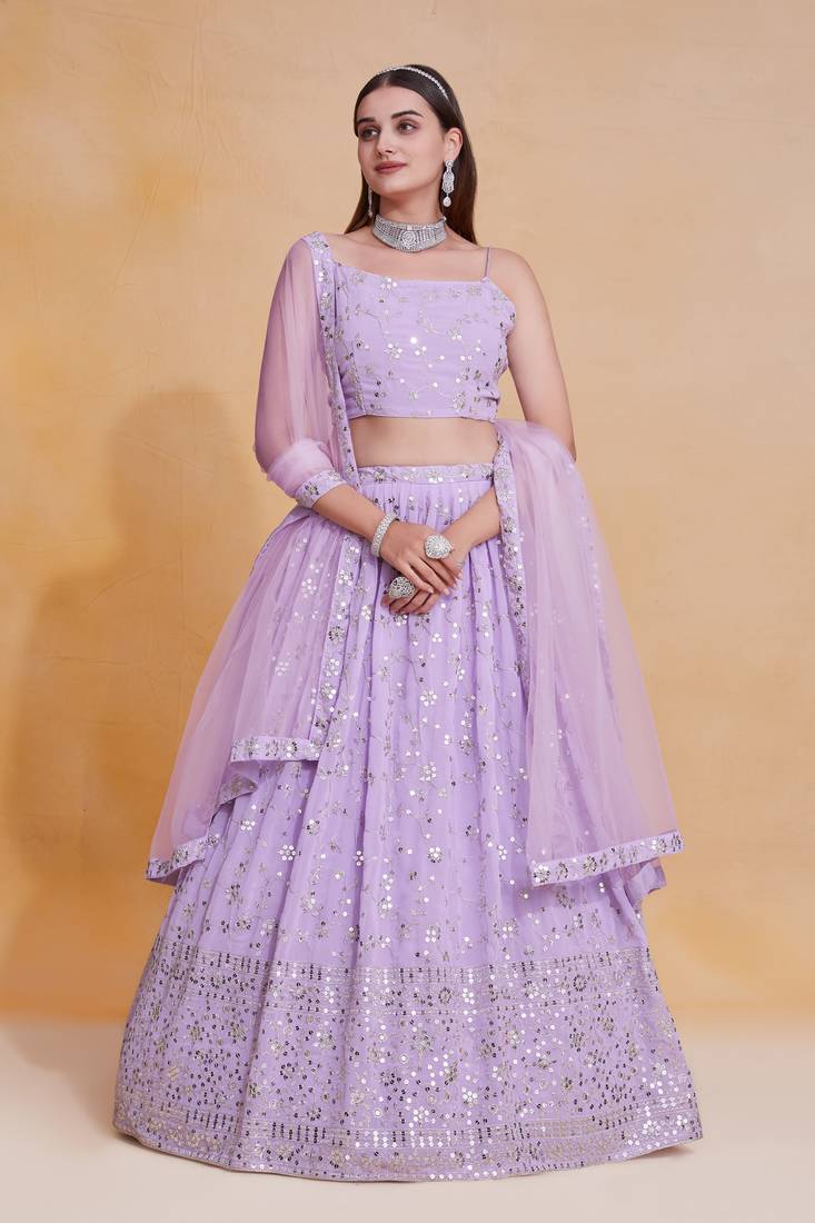 Lehenga Mart Designer Wedding Lehenga Choli For Women - Lilac
