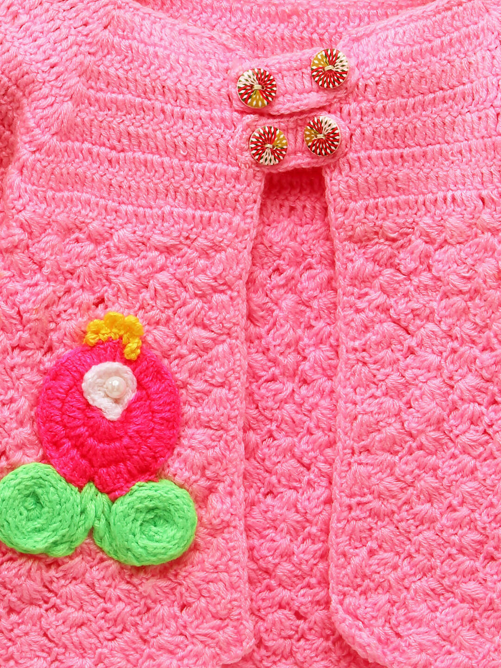 Chutput Kids Pink Coloured Solid Design Pullover Sweater