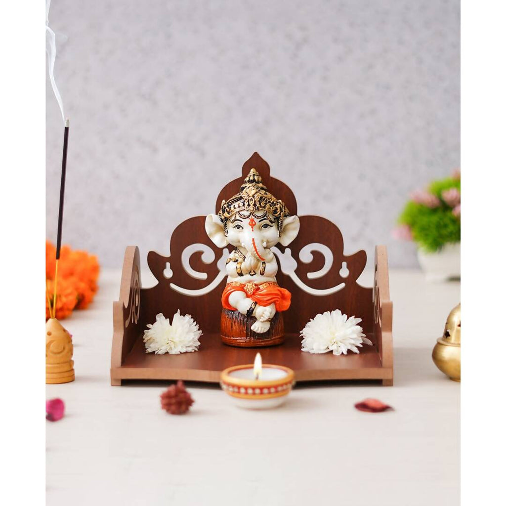 eCraftIndia Brown Decorative Beautiful Wooden Pooja Temple