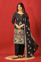 Teeya Creation Black Color Chinnon Silk Heavy Embroidery Work Fully Stitched Salwar Suit - Distacart