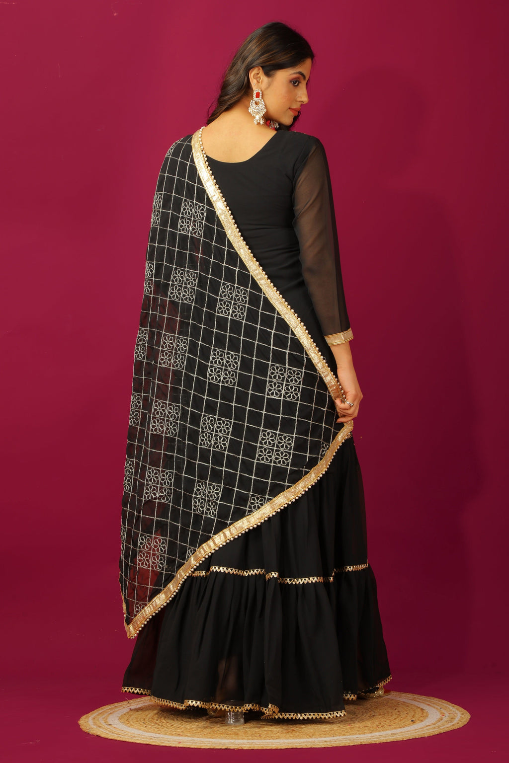 Teeya Creation Black Color Faux Georgette Heavy Embroidery Work Fully Stitched Sharara Suit
