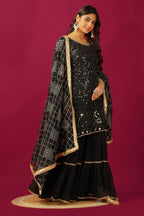 Teeya Creation Black Color Faux Georgette Heavy Embroidery Work Fully Stitched Sharara Suit