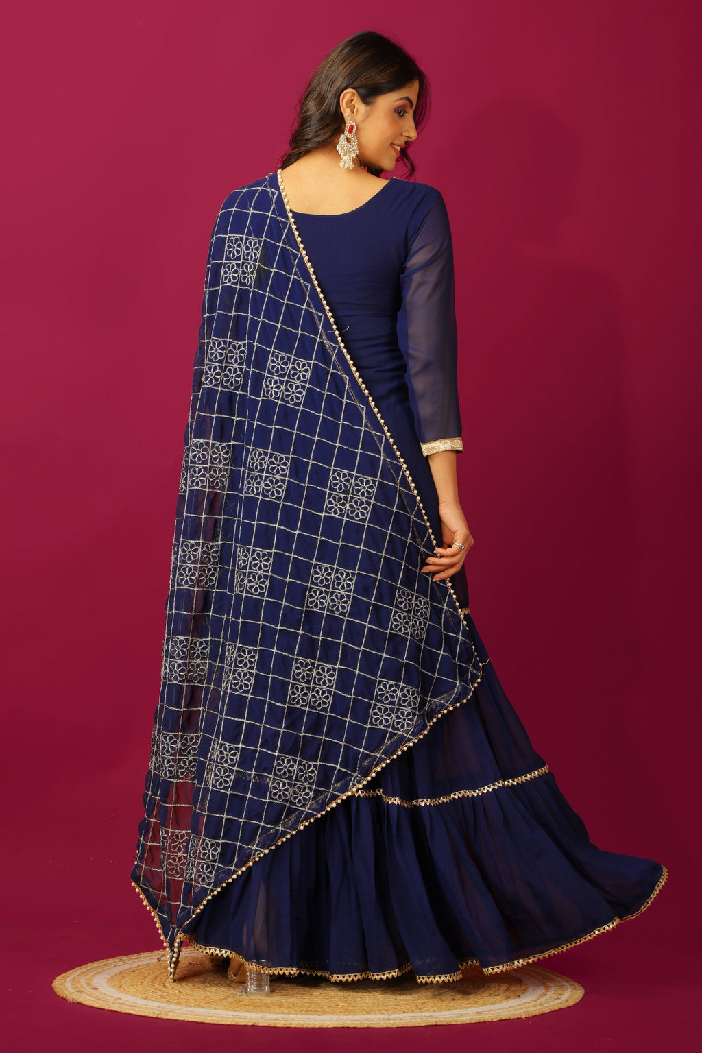 Teeya Creation Blue Color Faux Georgette Heavy Embroidery Work Fully Stitched Sharara Suit